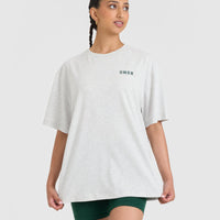 Classic Oversized Lightweight T-Shirt with Printed Logo | Light Grey Marl