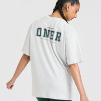 Classic Oversized Lightweight T-Shirt with Printed Logo | Light Grey Marl