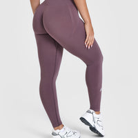 Effortless Seamless Leggings with White Logo | Vintage Purple