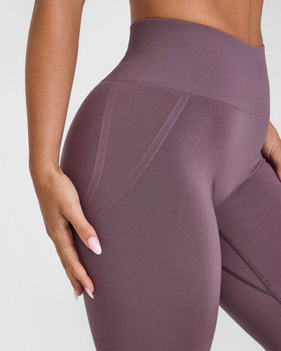 Effortless Seamless Leggings with White Logo | Vintage Purple