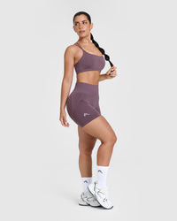 Effortless Seamless Shorts with White Logo | Vintage Purple