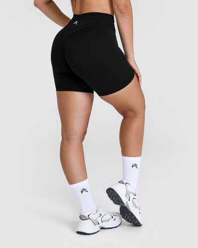 Unified Wrap Shorts White Logo 6" | Black