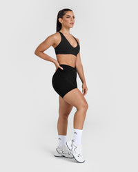 Unified Wrap Shorts White Logo 6" | Black