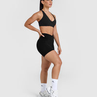 Unified Wrap Shorts White Logo 6" | Black