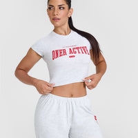 Cotton Baby T-Shirt with Red Graphic | Light Grey Marl