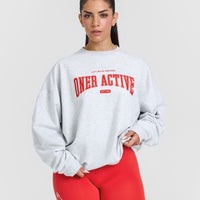 Lightweight Sweatshirt with Red Graphic | Light Grey Marl