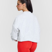 Lightweight Sweatshirt with Red Graphic | Light Grey Marl