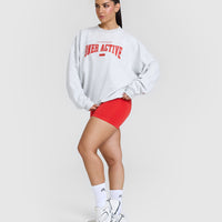 Lightweight Sweatshirt with Red Graphic | Light Grey Marl