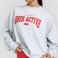 Lightweight Sweatshirt with Red Graphic | Light Grey Marl