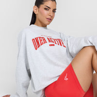 Lightweight Sweatshirt with Red Graphic | Light Grey Marl