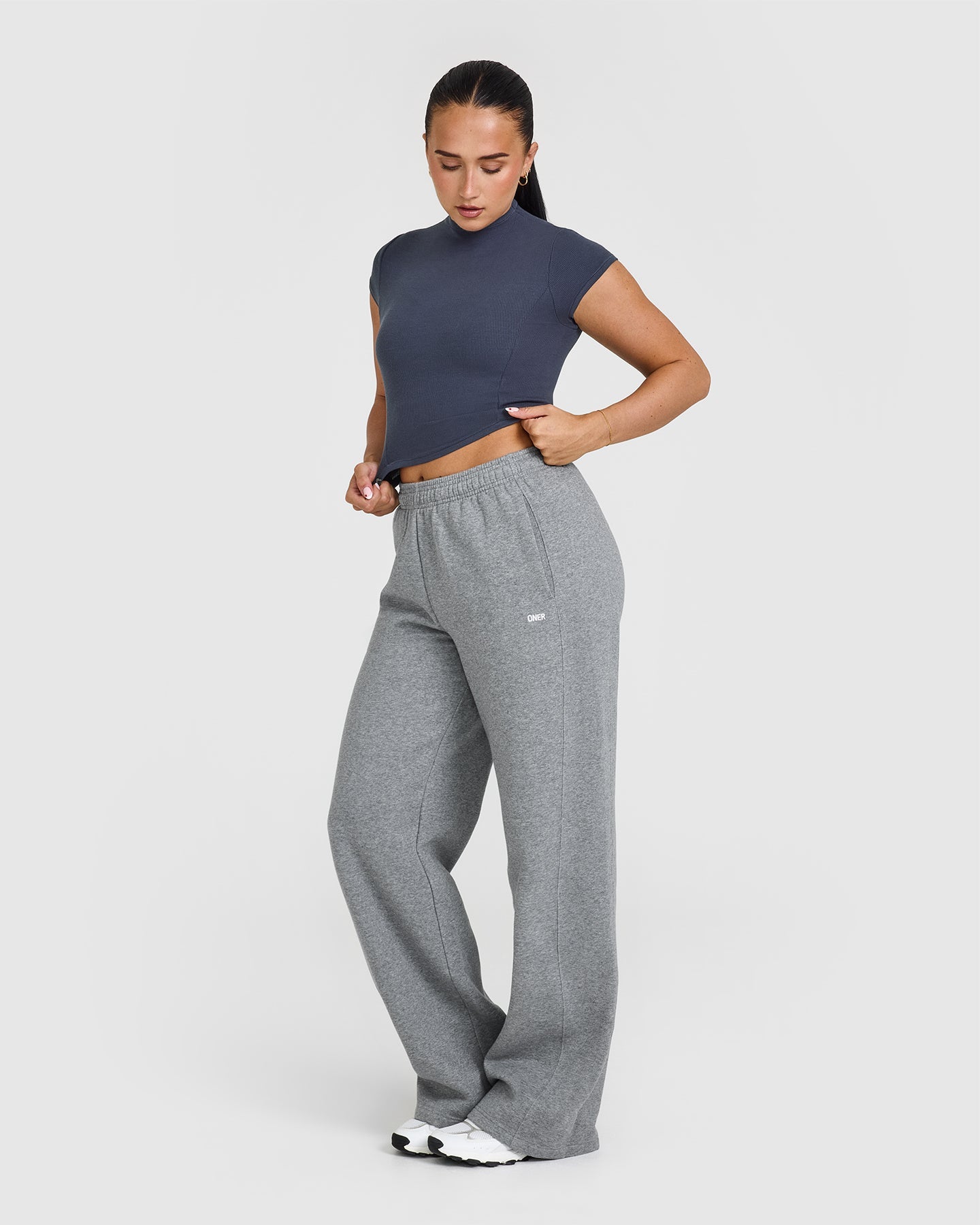 Mellow™ Rib Mid Mock Neck T-Shirt | True Blue