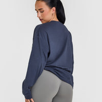 Classic Oversized Lightweight Long Sleeve Top | True Blue