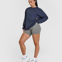 Classic Oversized Lightweight Long Sleeve Top | True Blue