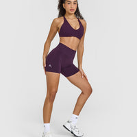 Effortless Seamless Shorts with White Logo | Blackberry Purple
