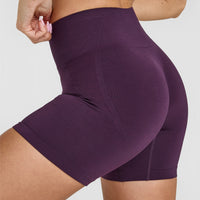 Effortless Seamless Shorts with White Logo | Blackberry Purple