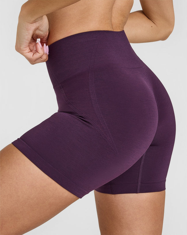 Effortless Seamless Shorts with White Logo | Blackberry Purple