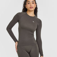 Go To Seamless Fitted Long Sleeve Top | Deep Taupe