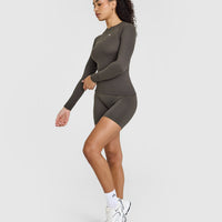 Go To Seamless Fitted Long Sleeve Top | Deep Taupe