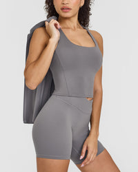 Timeless Square Neck Mid Vest | Ash Grey