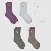 Crew Socks 5 Pack | Vintage Purple Mix
