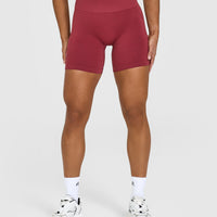 Effortless Seamless Shorts with White Logo | Burnt Cherry