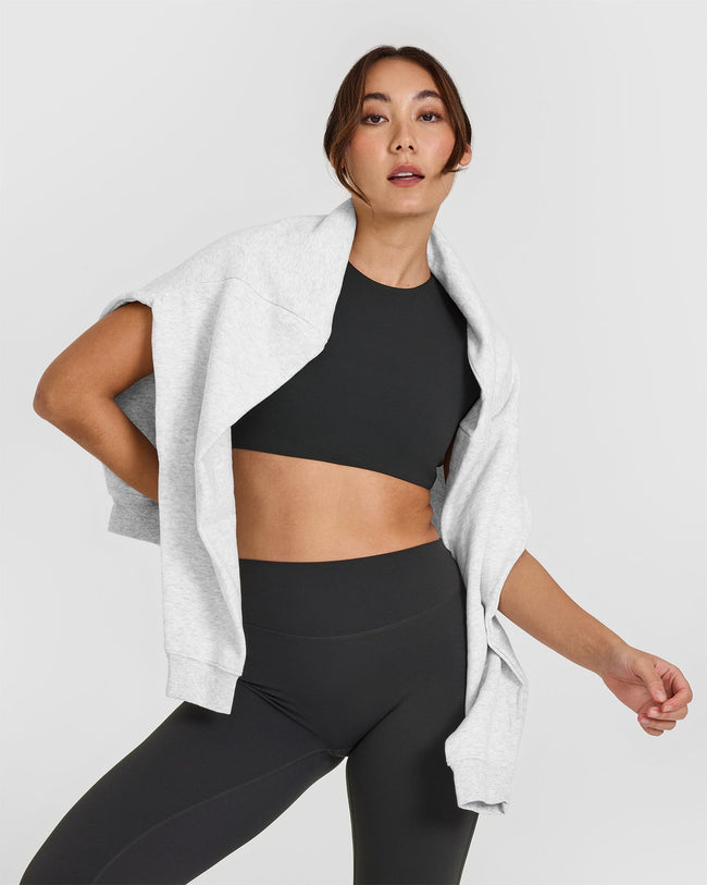 SoftMotion™ Short Sleeve Crop Top with White Logo | Soft Black
