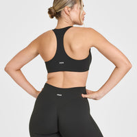 SoftMotion™ Bralette with White Logo | Soft Black