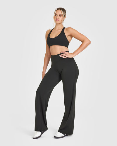 SoftMotion™ Bralette with White Logo | Soft Black