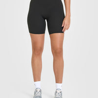 SoftMotion™ Cycling Shorts 8" with White Logo | Soft Black