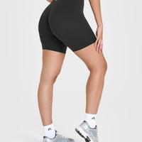 SoftMotion™ Cycling Shorts 8" with White Logo | Soft Black