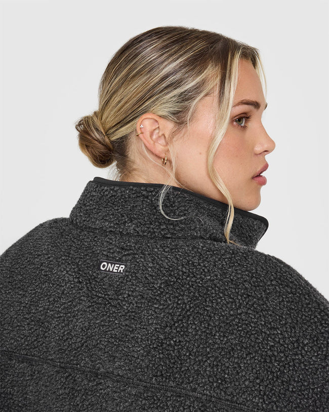Zip Through Fleece Jacket | Washed Grey