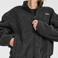 Zip Through Fleece Jacket | Washed Grey