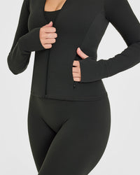 SoftMotion™ Jacket with White Logo | Soft Black