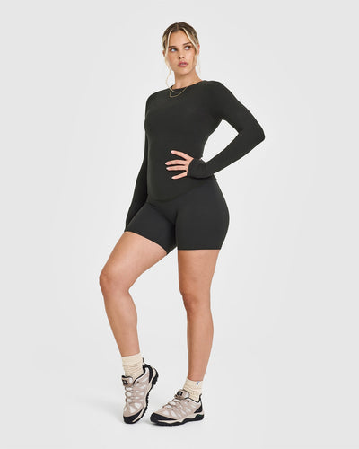 Mellow™ Rib Long Sleeve Top | Soft Black