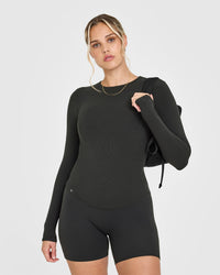Mellow™ Rib Long Sleeve Top | Soft Black