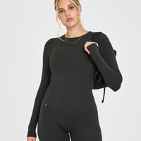 Mellow™ Rib Long Sleeve Top | Soft Black