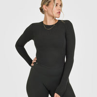 Mellow™ Rib Mid Long Sleeve Top | Soft Black