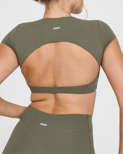 SoftMotion™ Short Sleeve Crop Top | Alpine Green