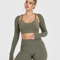 SoftMotion™ Long Sleeve Shrug with White Logo | Alpine Green