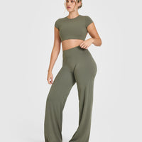 SoftMotion™ Straight Leg Bottoms with White Logo | Alpine Green