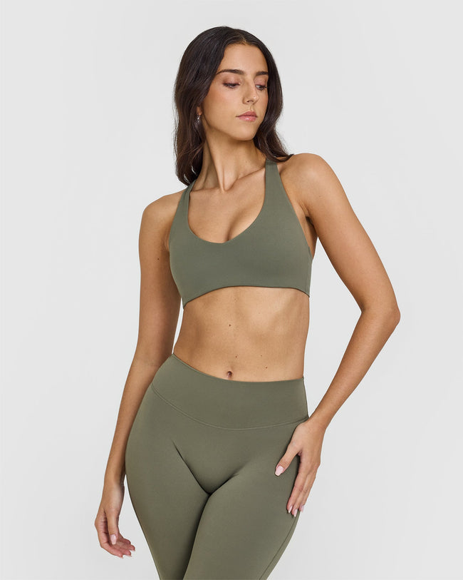 SoftMotion™ Bralette with White Logo | Alpine Green