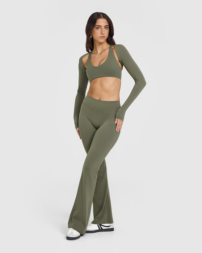 SoftMotion™ Bralette with White Logo | Alpine Green