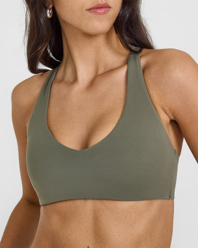 SoftMotion™ Bralette with White Logo | Alpine Green