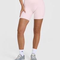 SoftMotion™ Cycling Shorts 8" with White Logo | Ballet Pink