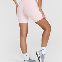 SoftMotion™ Cycling Shorts 8" with White Logo | Ballet Pink