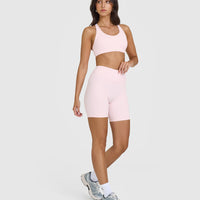 SoftMotion™ Cycling Shorts 8" with White Logo | Ballet Pink