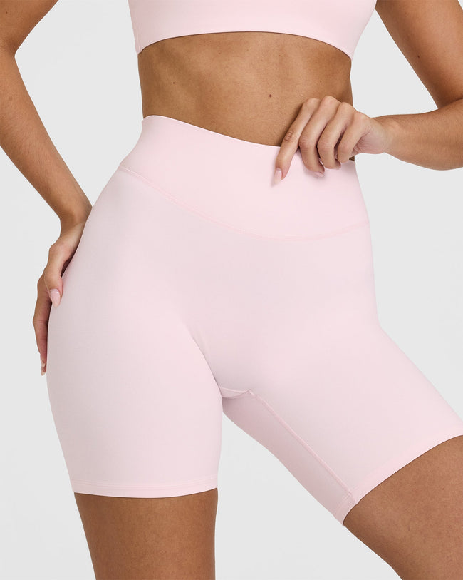 SoftMotion™ Cycling Shorts 8" with White Logo | Ballet Pink
