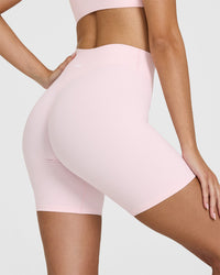 SoftMotion™ Cycling Shorts 8" with White Logo | Ballet Pink