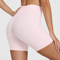 SoftMotion™ Cycling Shorts 8" with White Logo | Ballet Pink