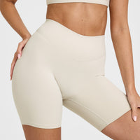 SoftMotion™ Cycling Shorts 8" with White Logo | Sand